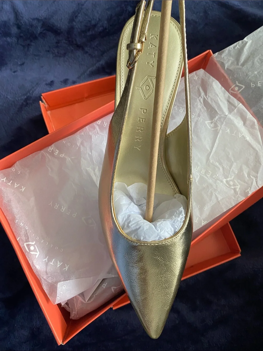 Katy Perry Collections Metallic Gold Pointed Toe Slingback Pump